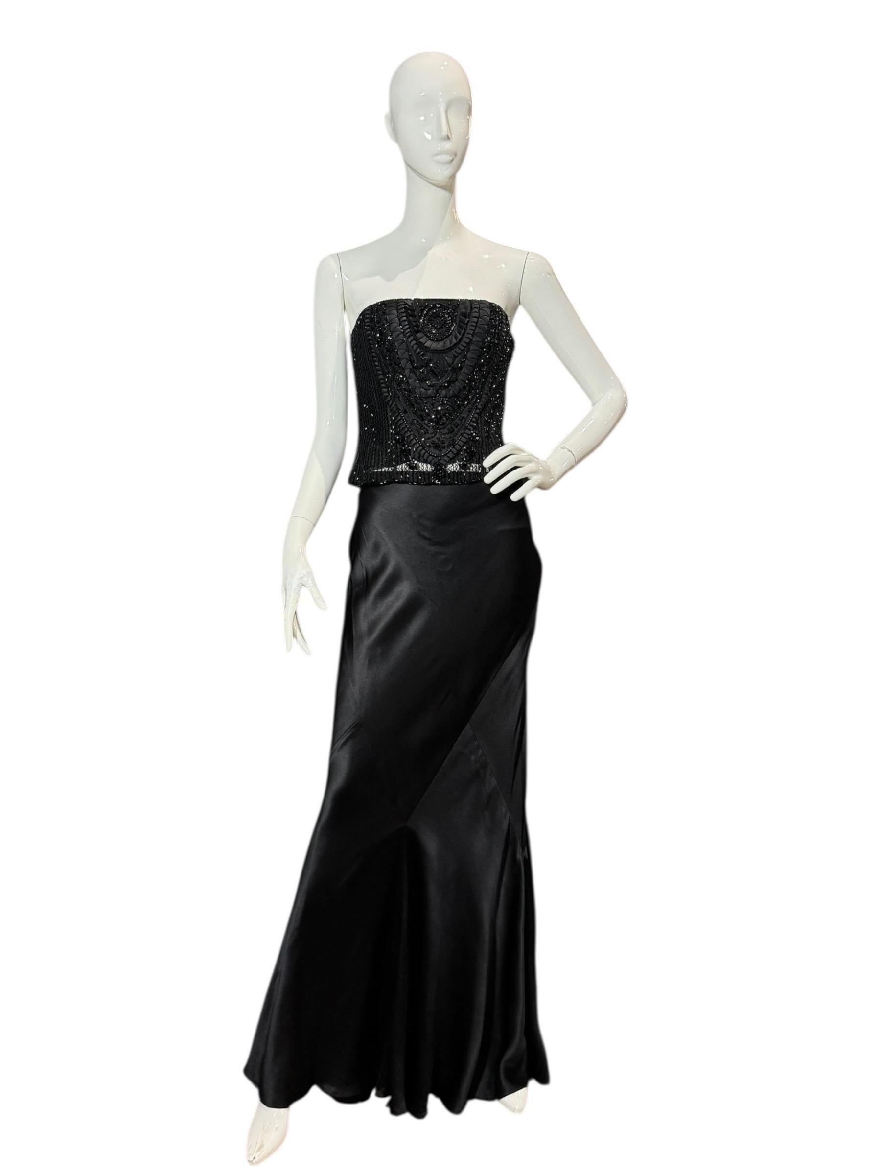 Collection Ralph Lauren Automne 2005 Jupe de soirée en soie noire coupée en biais, taille 8 en vente 3