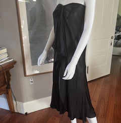 Ralph Lauren Collection Italian Black Silk Charmeuse Draped Cocktail Dress