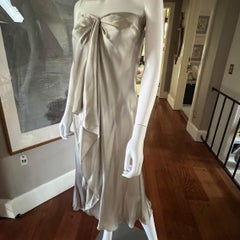 Ralph Lauren Collection Italian Pearl Gray Silk Charmeuse Draped Cocktail Dress