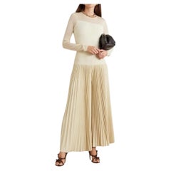 Ralph Lauren Collection Ivory Pleated Knit Wide-Leg Jumpsuit, Pre-Spring
