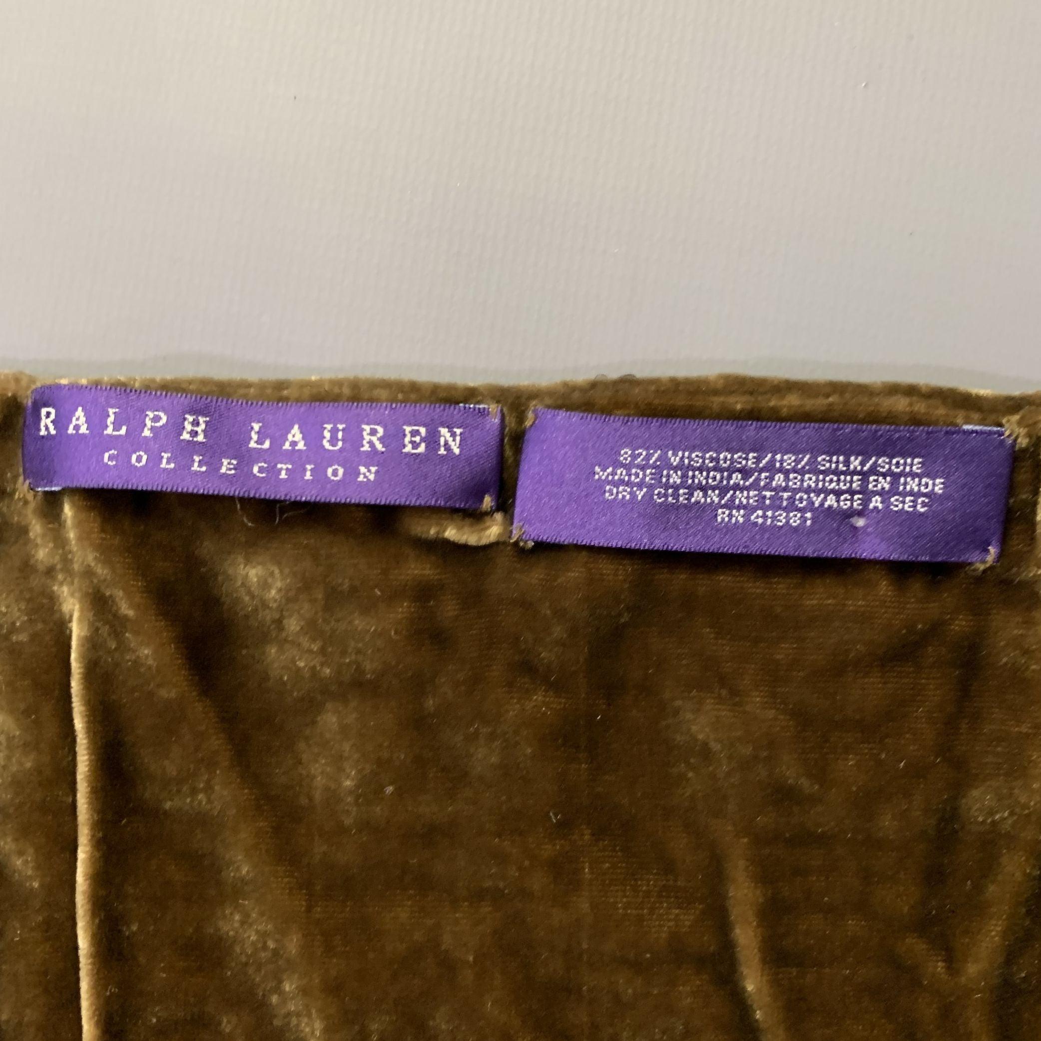 Women's RALPH LAUREN COLLECTION Khaki Beaded Floral Viscose Silk Velvet Scarf For Sale