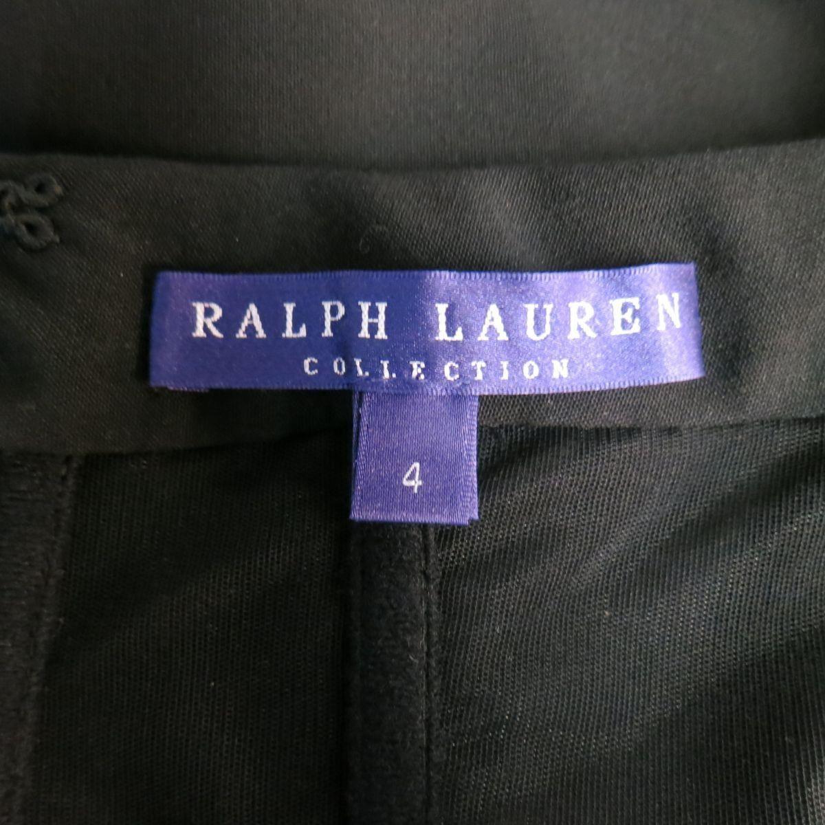 RALPH LAUREN COLLECTION Megan Fall 2012 US 4 Black Wool Leather Sleeve Dress 1