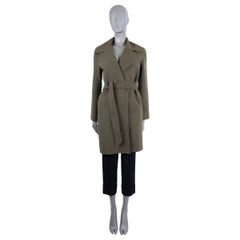 RALPH LAUREN COLLECTION military green wool CAMEO BELTED WRAP Coat Jacket 0 XS