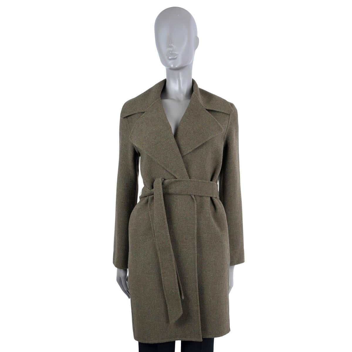 RALPH LAUREN COLLECTION military green wool CAMEO BELTED WRAP Coat Jacket 0 XS In Excellent Condition For Sale In Zürich, CH