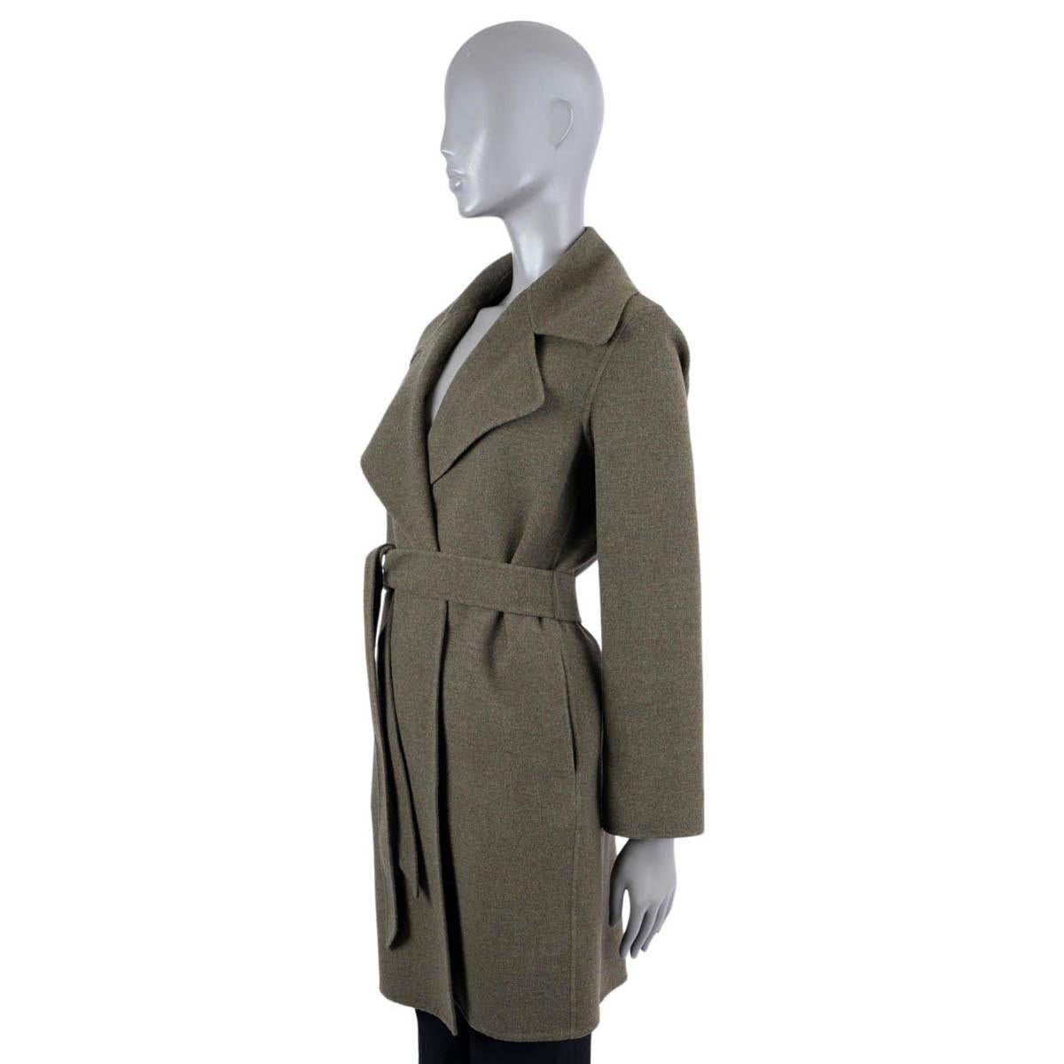 Women's RALPH LAUREN COLLECTION military green wool CAMEO BELTED WRAP Coat Jacket 0 XS For Sale
