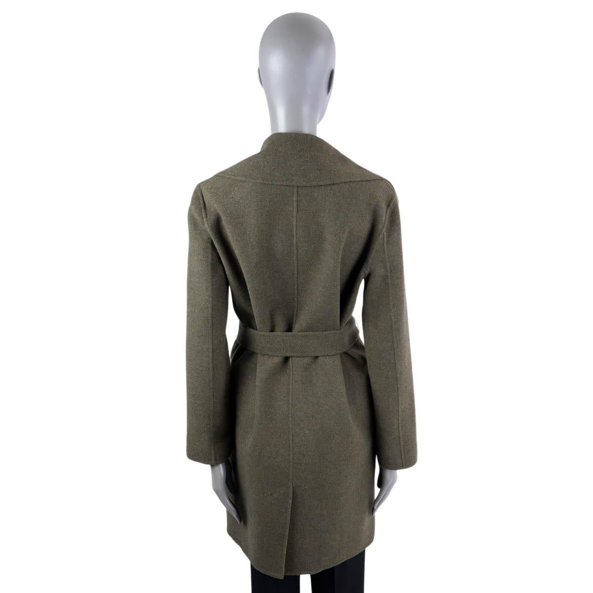 RALPH LAUREN COLLECTION military green wool CAMEO BELTED WRAP Coat Jacket 0 XS For Sale 1