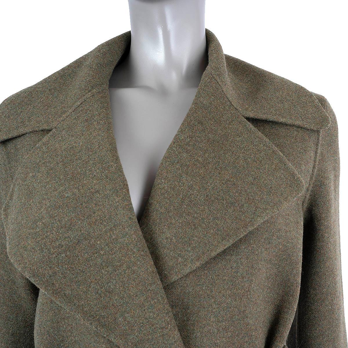 RALPH LAUREN COLLECTION military green wool CAMEO BELTED WRAP Coat Jacket 0 XS For Sale 2