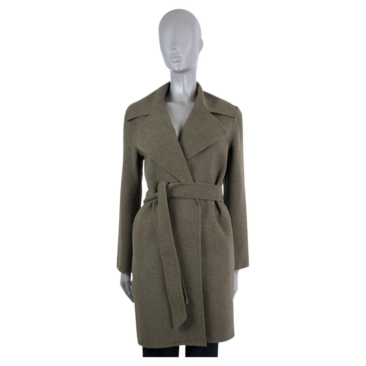 RALPH LAUREN COLLECTION military green wool CAMEO BELTED WRAP Coat Jacket 0 XS For Sale