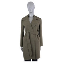 RALPH LAUREN COLLECTION military green wool CAMEO BELTED WRAP Coat Jacket 0 XS