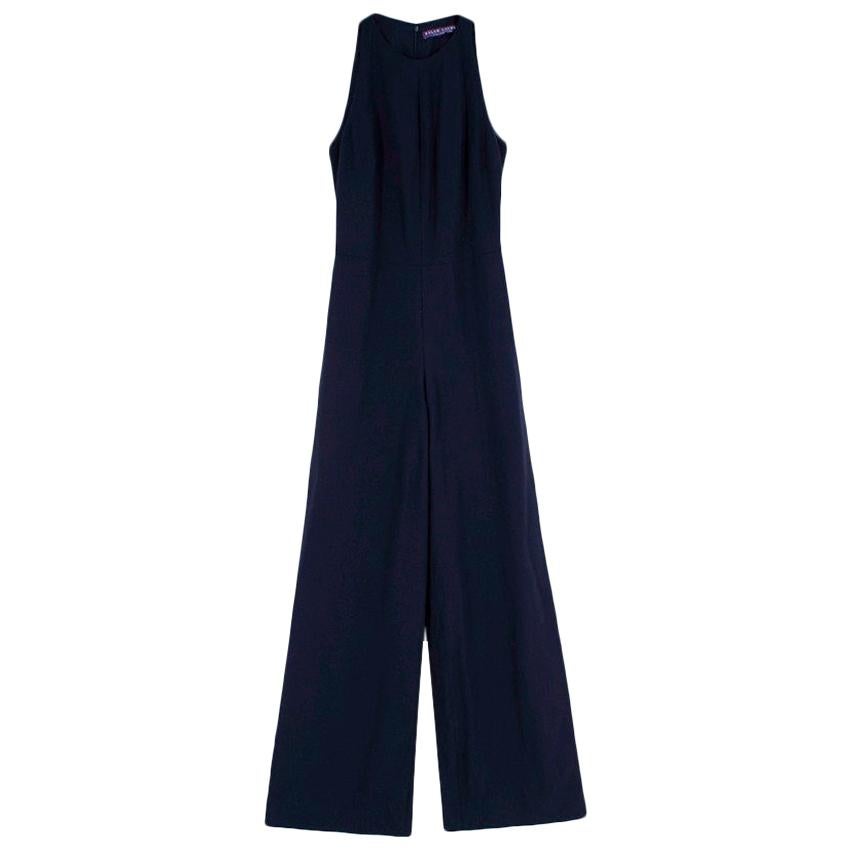 Ralph Lauren Collection Navy Cut-Out Sleeveless Jumpsuit - Size Estimated XS For Sale