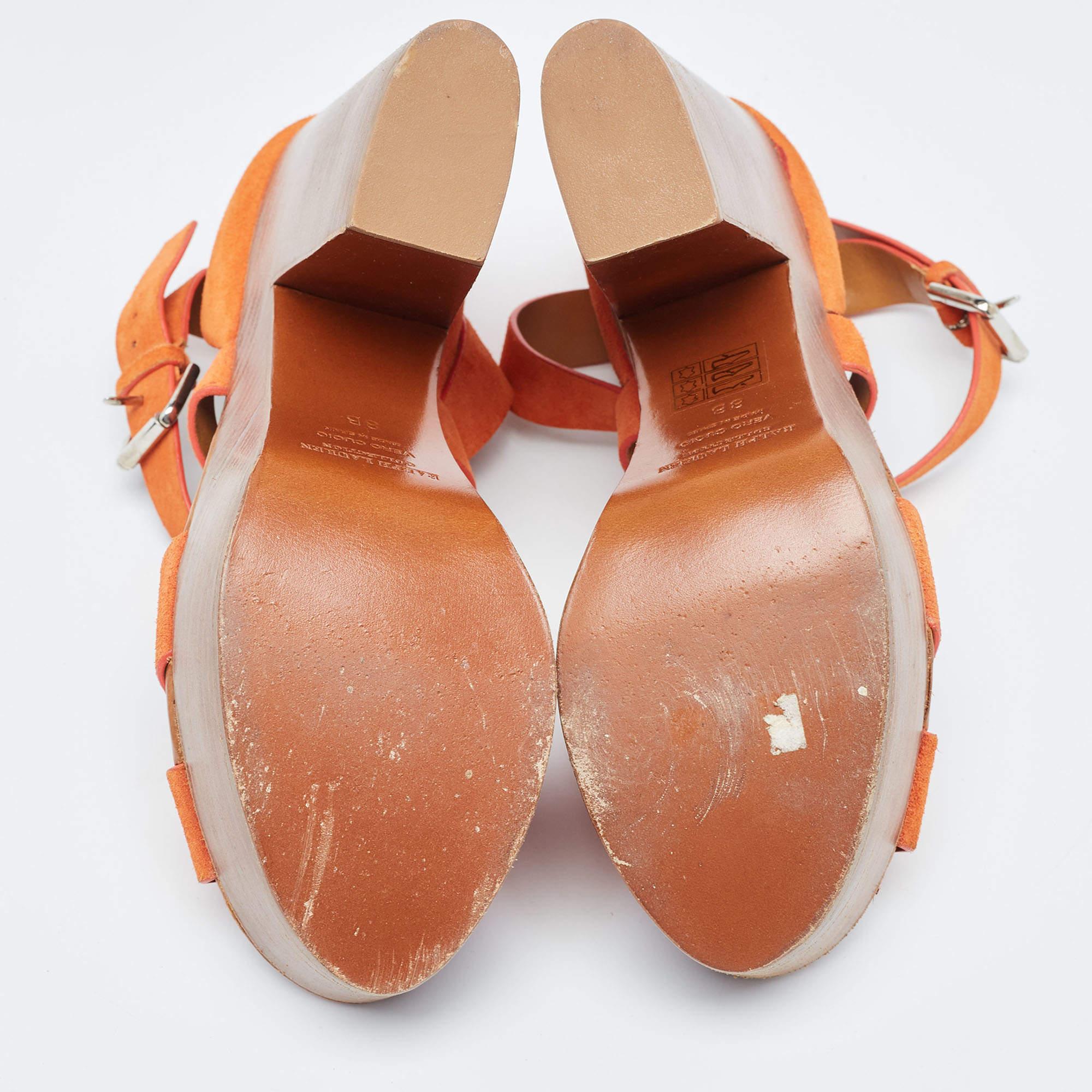 Ralph Lauren Collection - Sandales Alannah en daim orange, taille 38 en vente 1