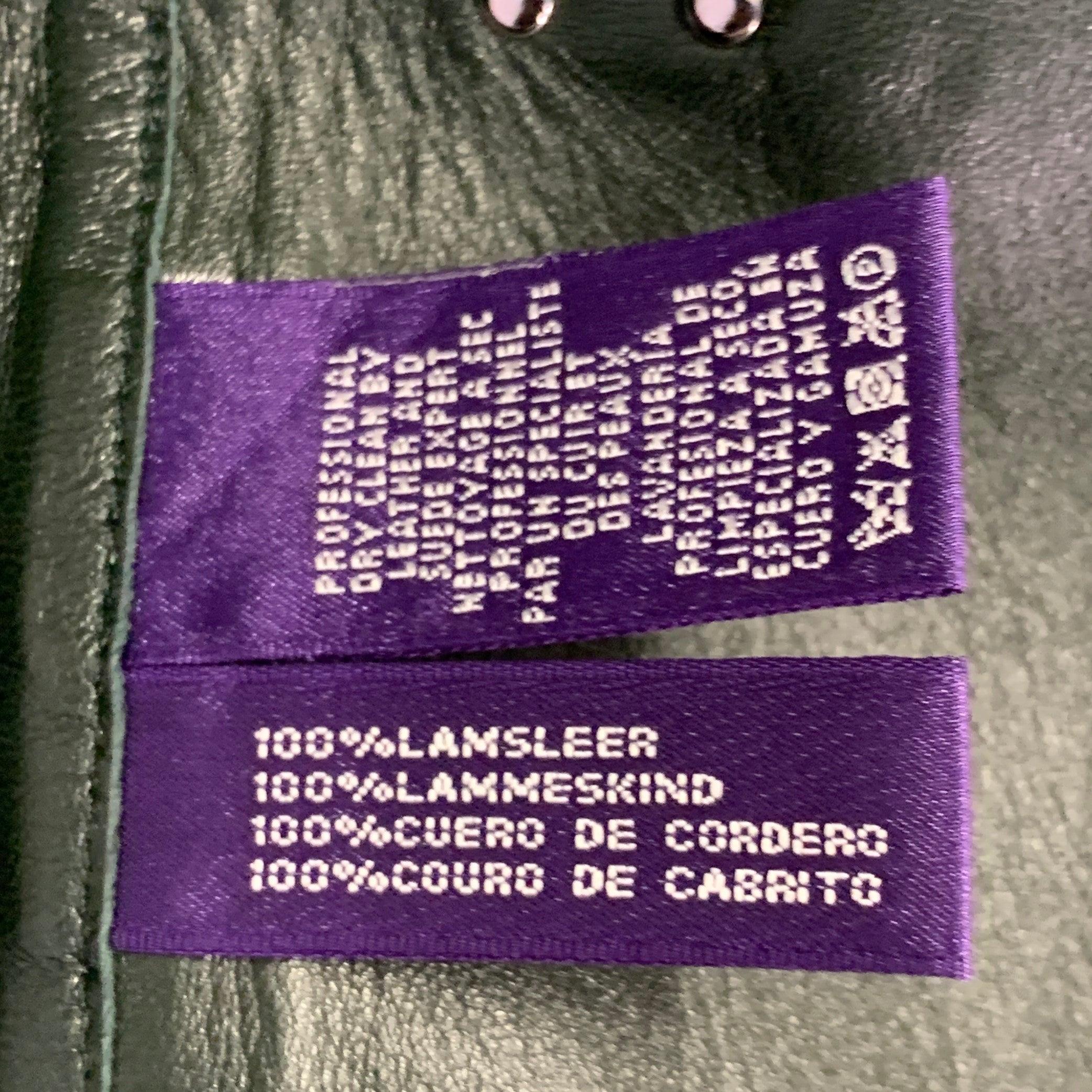 RALPH LAUREN COLLECTION Pre-Fall 2025 Größe 4 Kyler Green Moss Leder Lammfell Schnalle Minirock Damen im Angebot