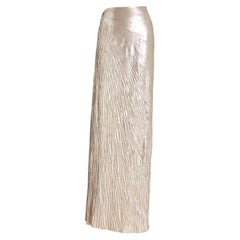 RALPH LAUREN COLLECTION Purple Label Duvall – Metallic-Plissé-Maxi-Abendrock