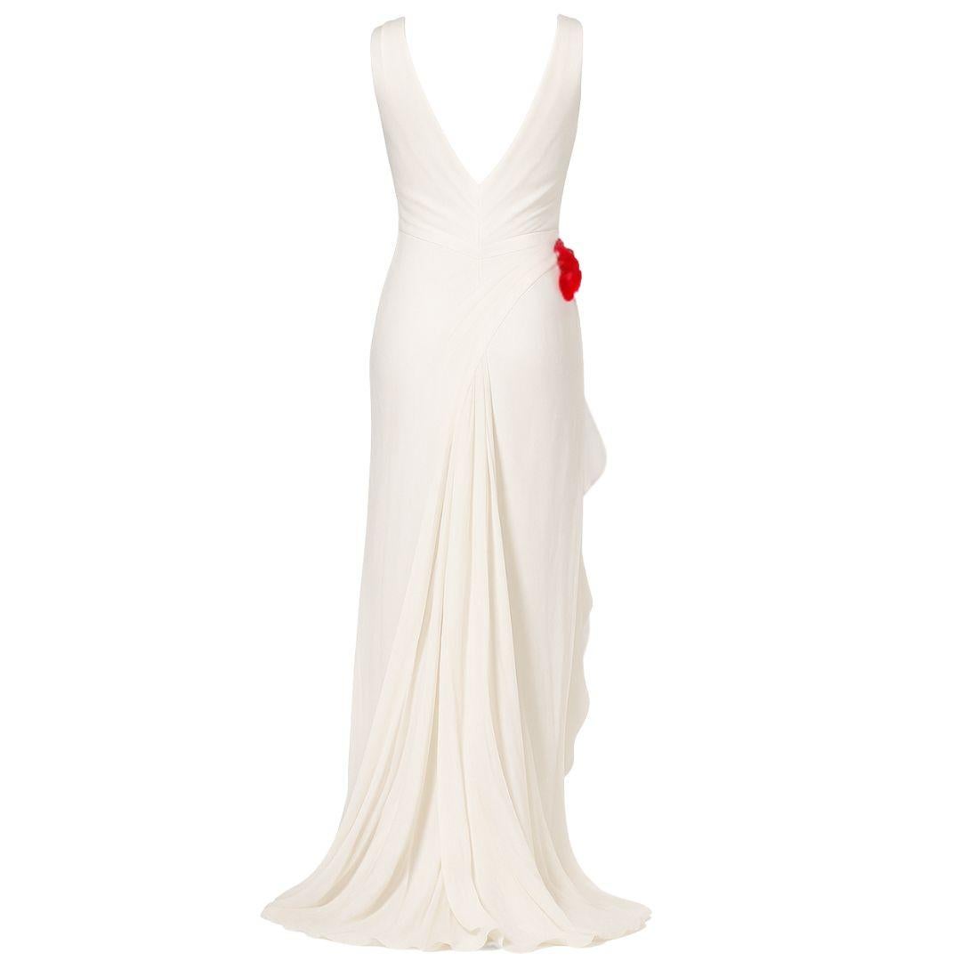 Ralph Lauren Collection Purple Label Abendkleid mit roter Blume S/S 2012 Sz 6 im Zustand „Gut“ im Angebot in Saint Petersburg, FL