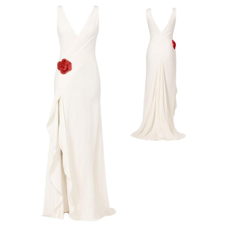 Ralph Lauren Collection Purple Label Evening Gown with Red Flower S/S 2012  Sz 6 For Sale at 1stDibs