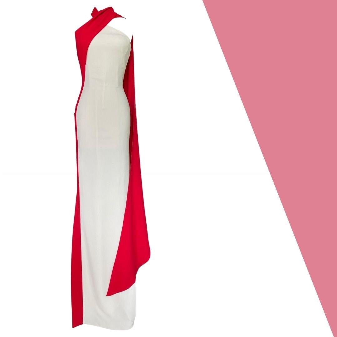 evening gown with neck scarf