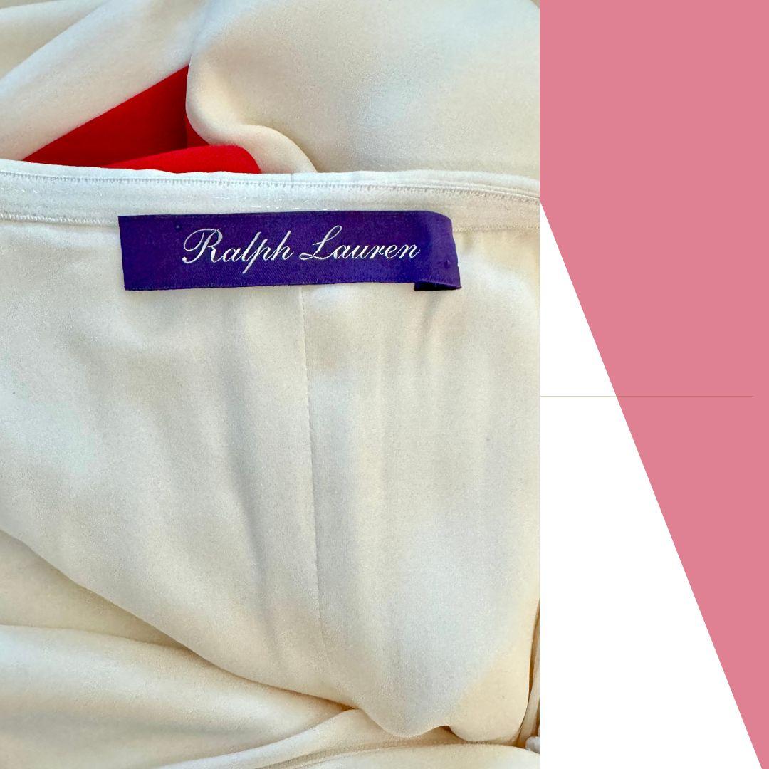 Ralph Lauren Collection Purple Label Evening Gown with Red Scarf S/S 2016 Sz 2/4 In Good Condition For Sale In Saint Petersburg, FL