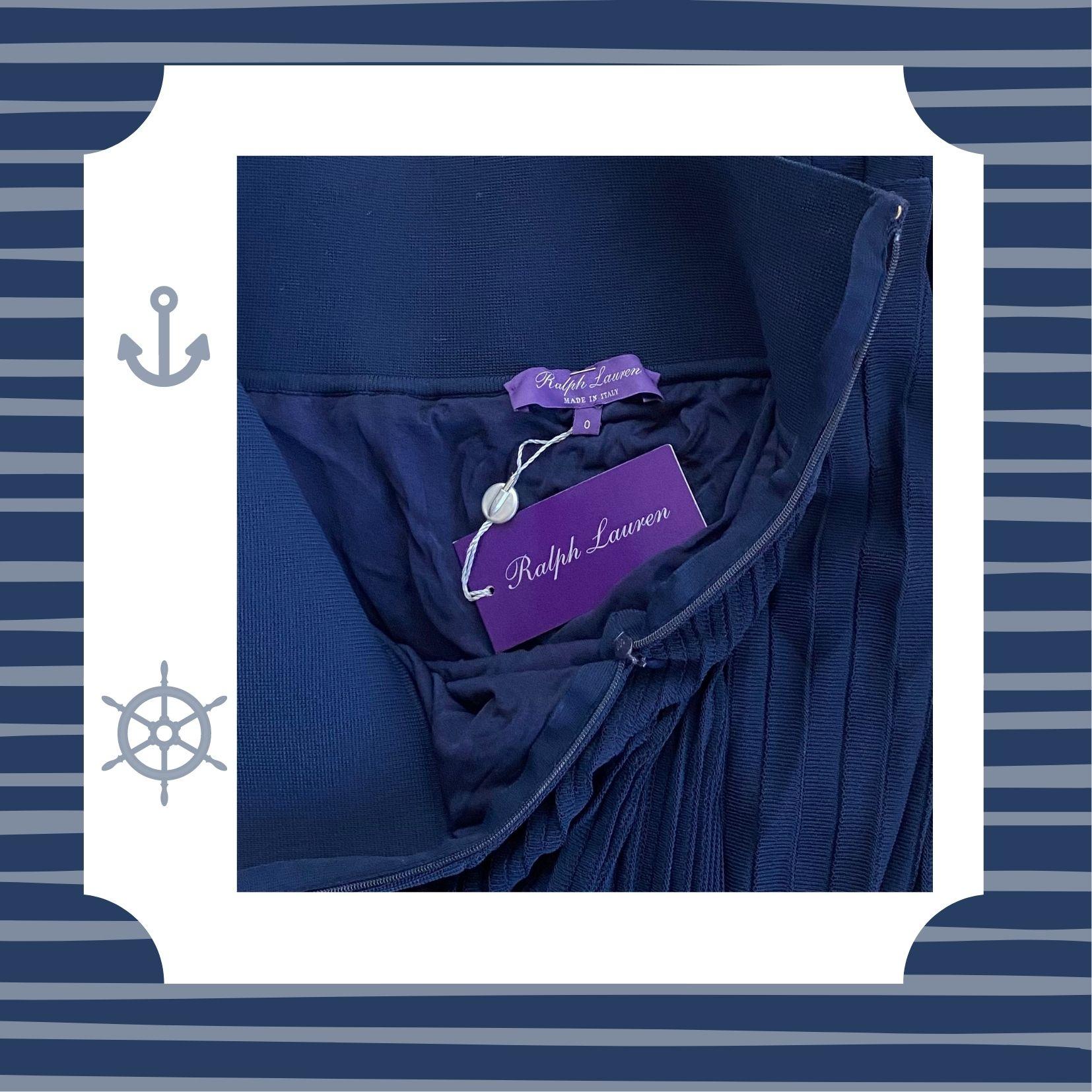 Ralph Lauren Collection Purple Label Navy Maxi Dress S/S 2016 Size 0 In New Condition For Sale In Saint Petersburg, FL