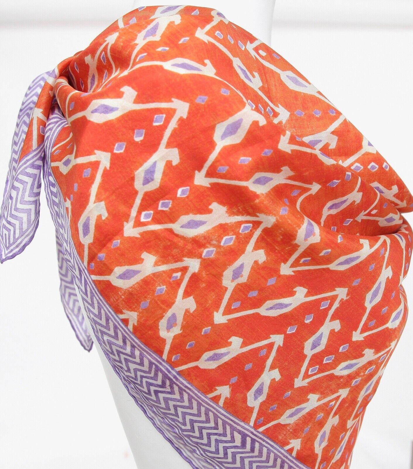 Women's RALPH LAUREN COLLECTION Purple Label Scarf Silk Square Orange Purple Ivory For Sale