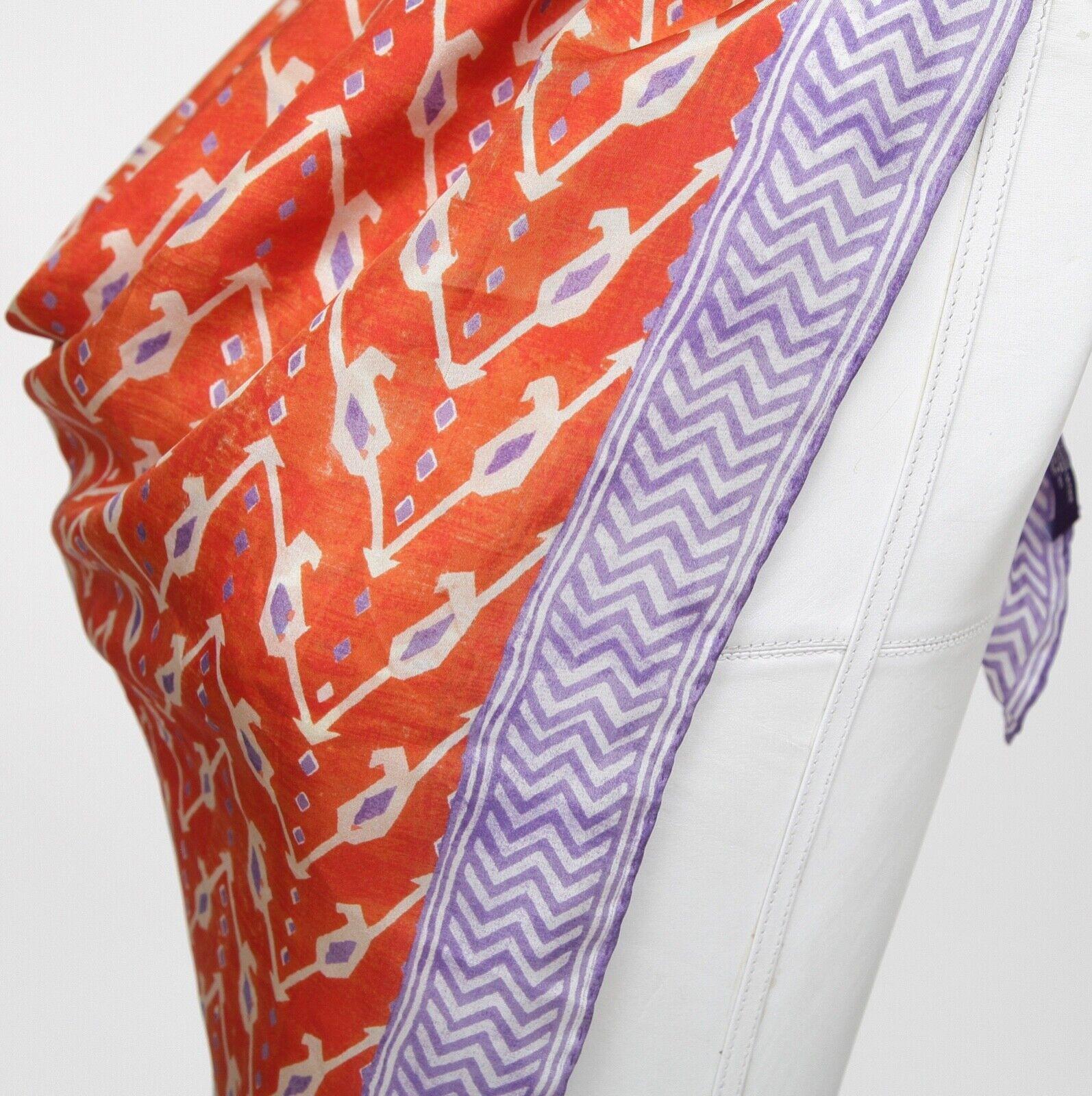 RALPH LAUREN COLLECTION Purple Label Scarf Silk Square Orange Purple Ivory For Sale 1