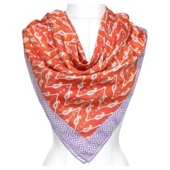 RALPH LAUREN COLLECTION Purple Label Scarf Silk Square Orange Purple Ivory