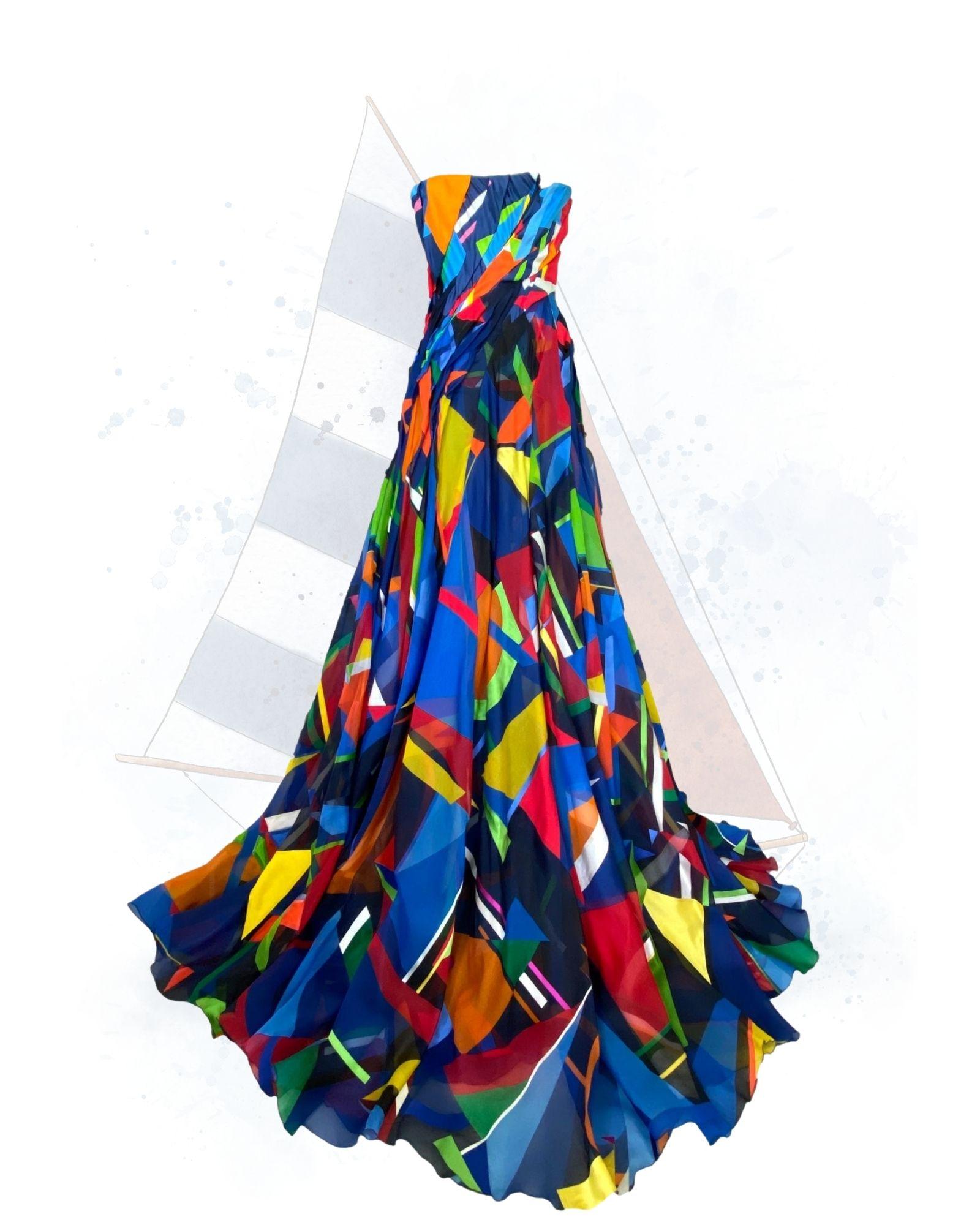 Ralph Lauren Kollektion Lila Label Seide Nautisches Abendkleid F/S 2016 Größe 2 im Zustand „Gut“ im Angebot in Saint Petersburg, FL