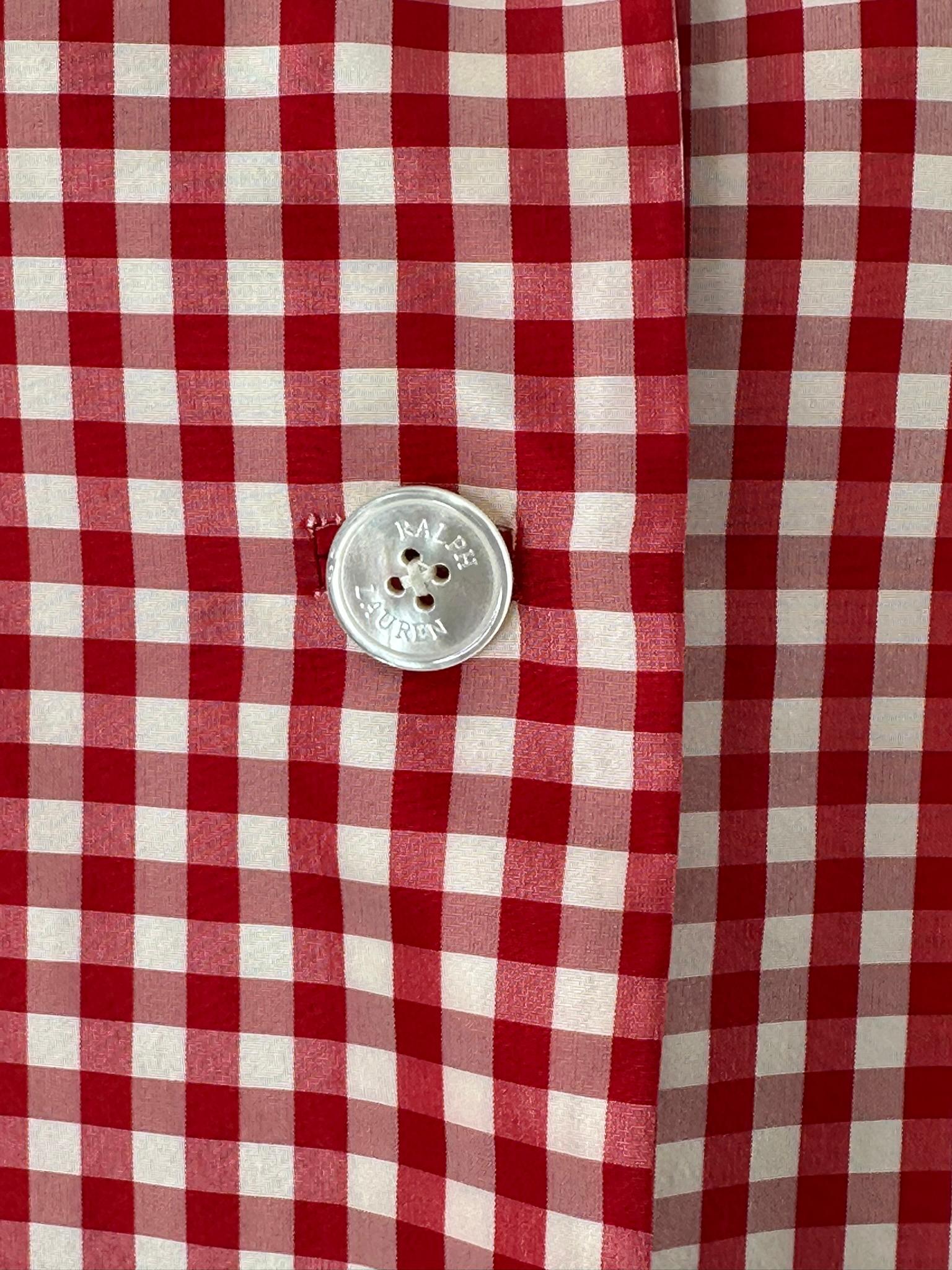 Ralph Lauren Collection Red & White Woven Silk Check Unlined Coat 1990s Size 6 in vendita 9