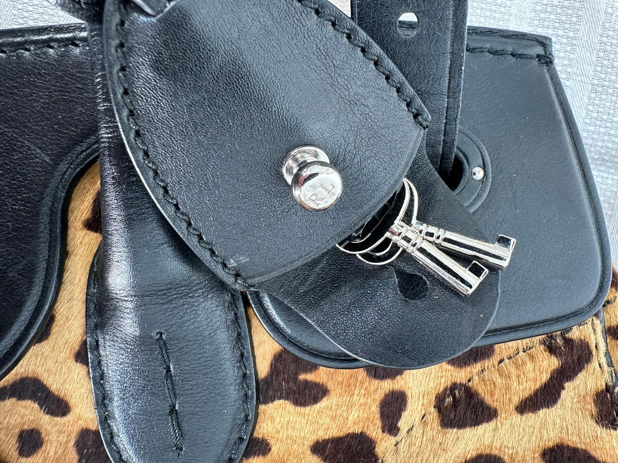 Ralph Lauren Collection Ricky 33 Leopard Stenciled Calf Hair Top-Handle Bag 6