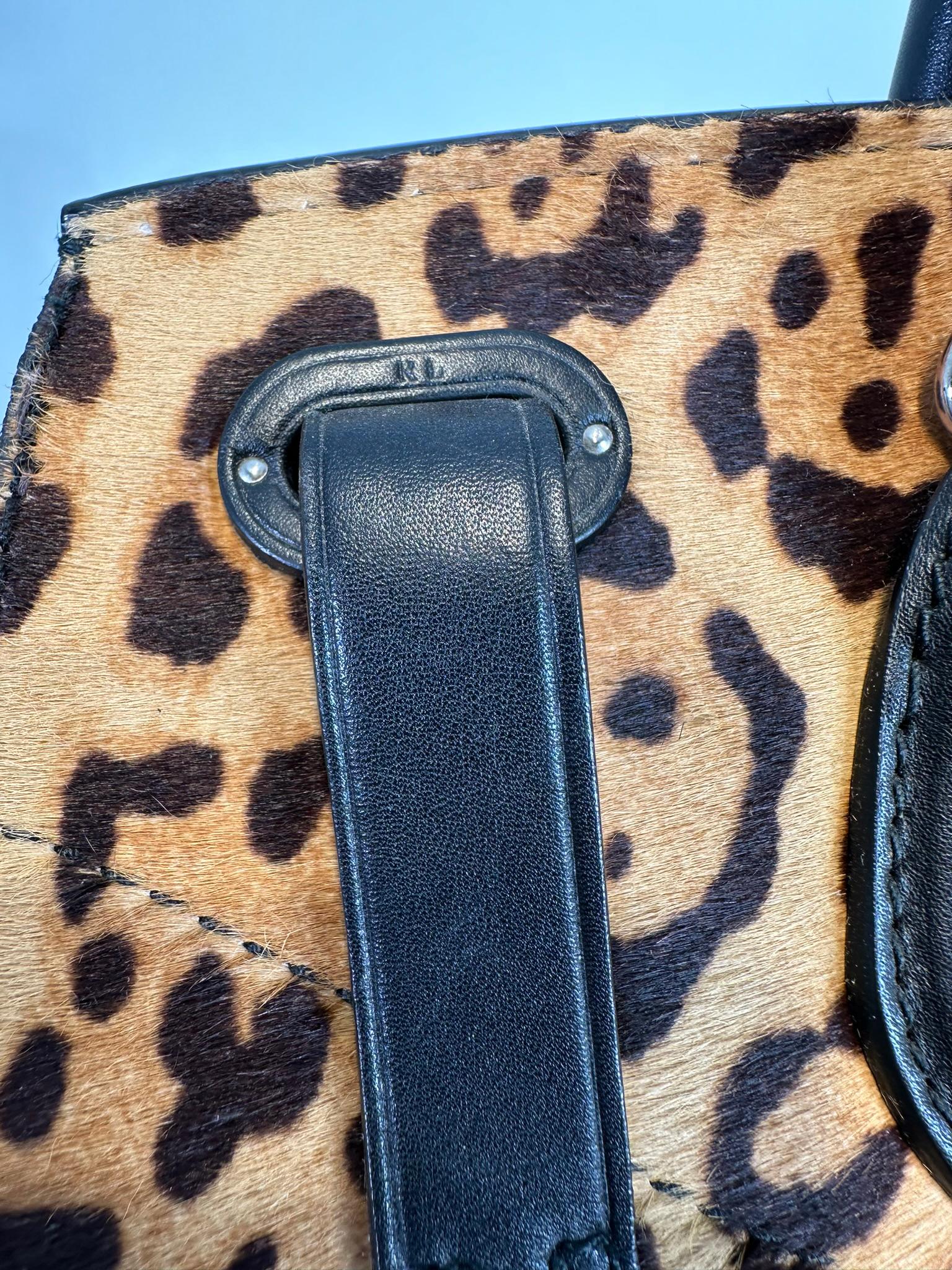 Ralph Lauren Collection Ricky 33 Leopard Stenciled Calf Hair Top-Handle Bag 2