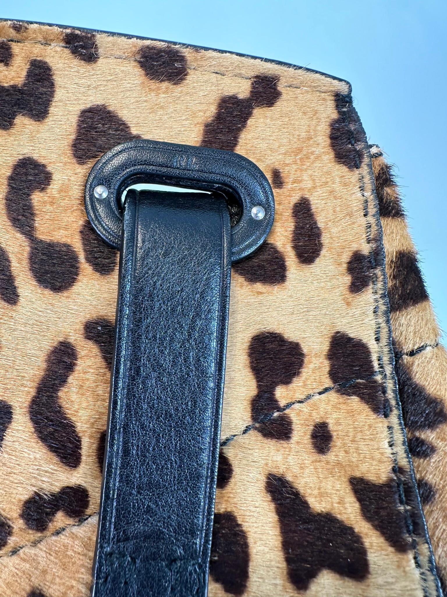 Ralph Lauren Collection Ricky 33 Leopard Stenciled Calf Hair Top-Handle Bag 3