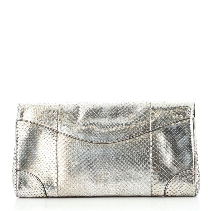 Gray Ralph Lauren Collection Ricky Clutch Python