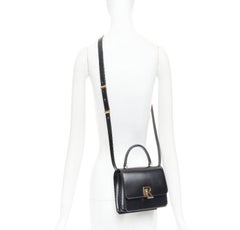 RALPH LAUREN Collection RL 888 black calfskin gold RL crossbody satchel bag