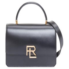 RALPH LAUREN Collection RL 888 black calfskin gold RL crossbody satchel bag