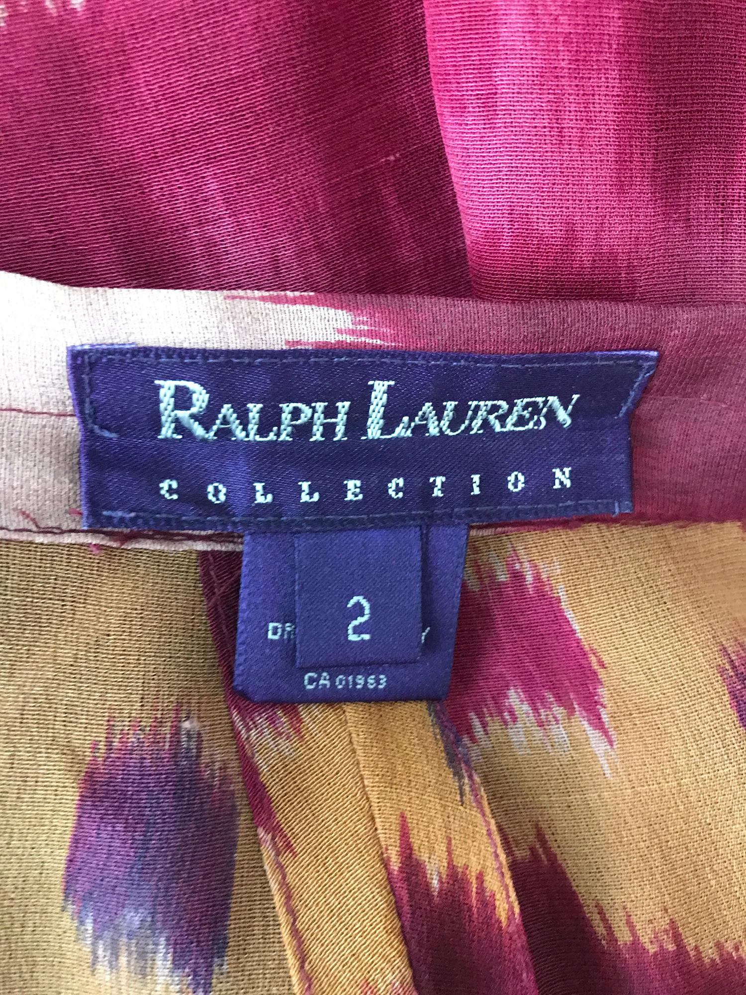 Ralph Lauren Collection Silk Ikat Printed Wide Leg Trouser For Sale 1
