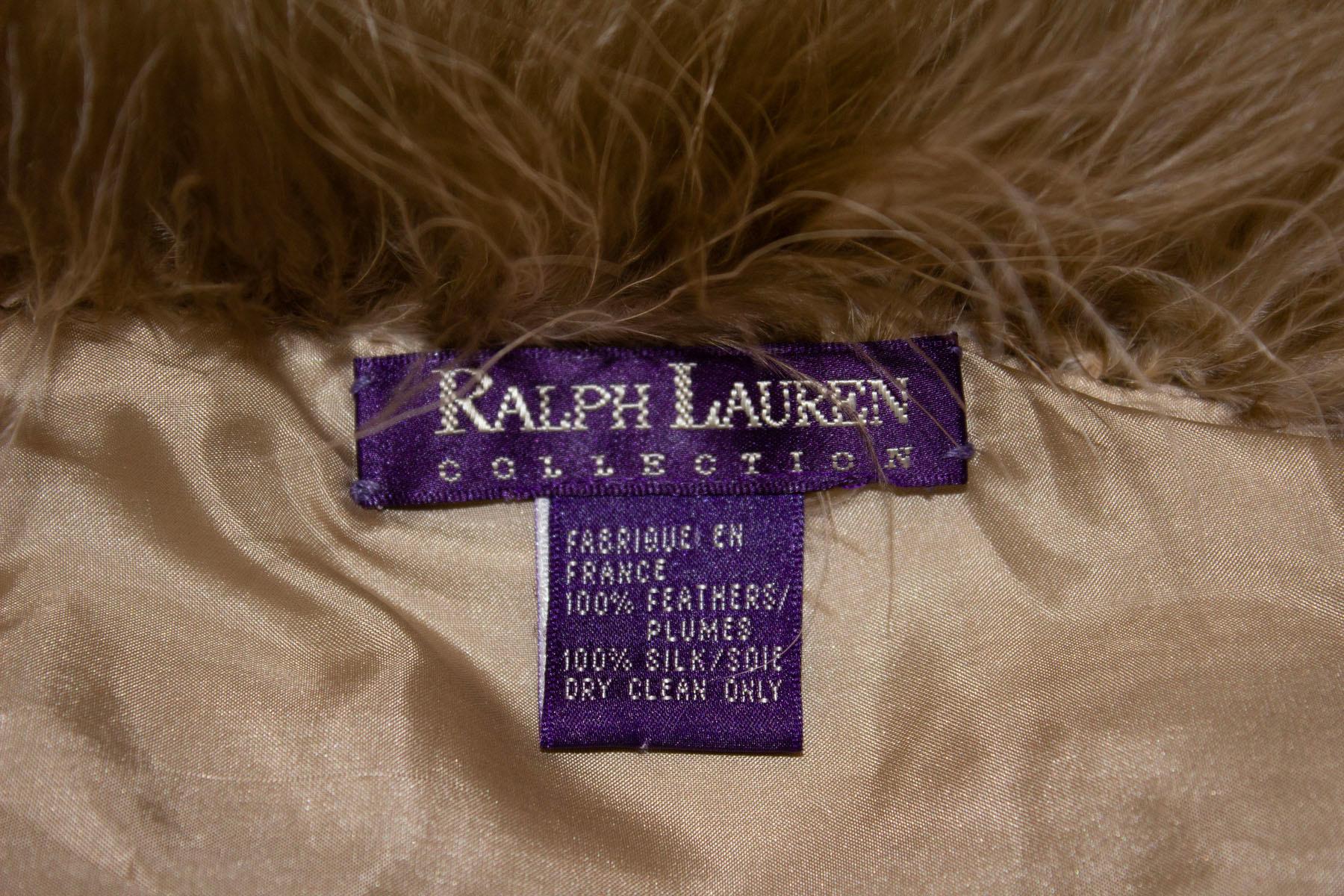 Ralph Lauren Collection Silk Lined Feather Stole In Good Condition For Sale In London, GB