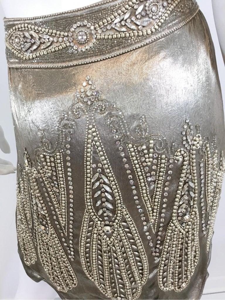 Ralph Lauren Collection Silver Lamé Embellished Skirt 1