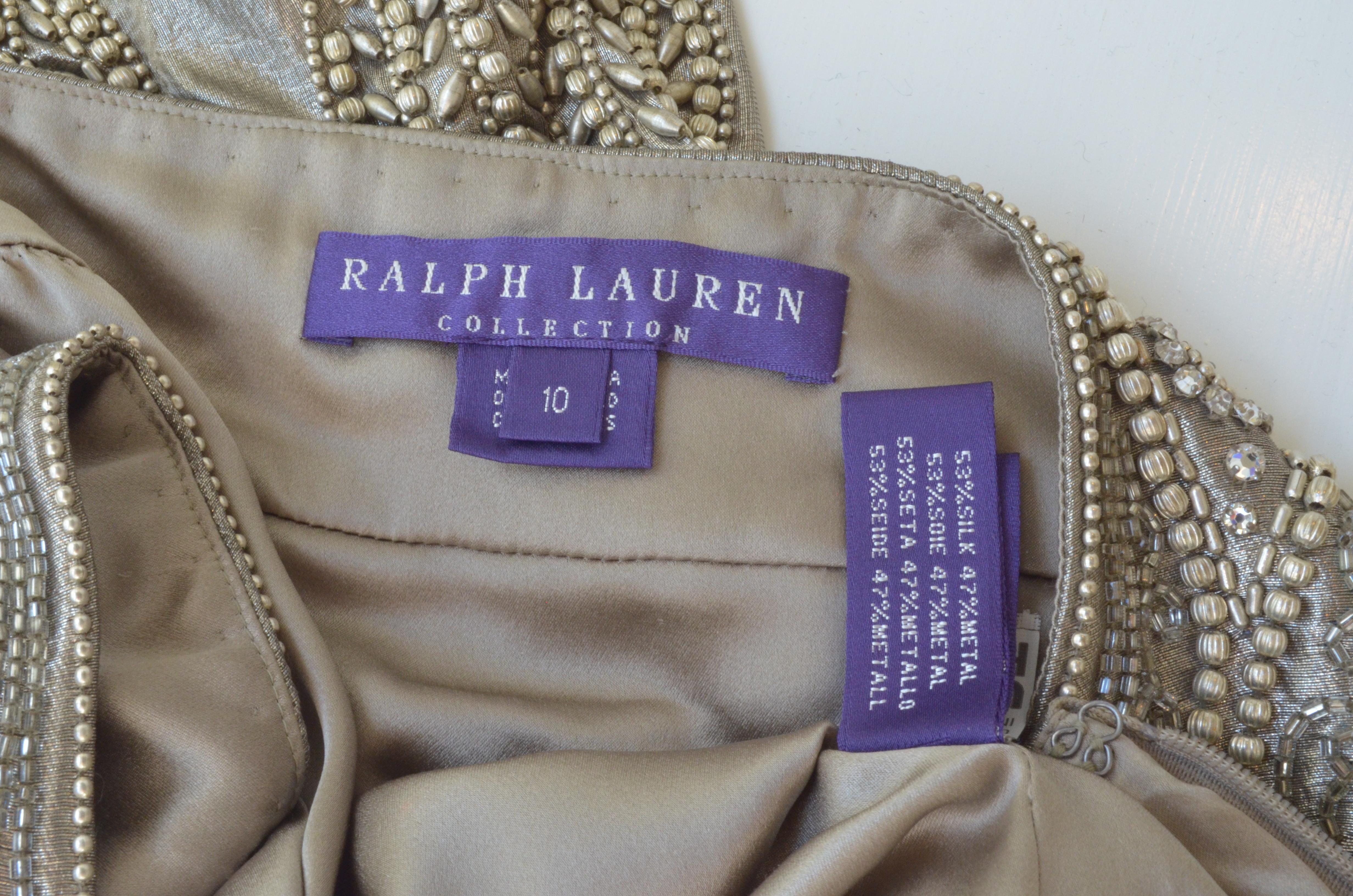 Ralph Lauren Collection Silver Lamé Embellished Skirt 3