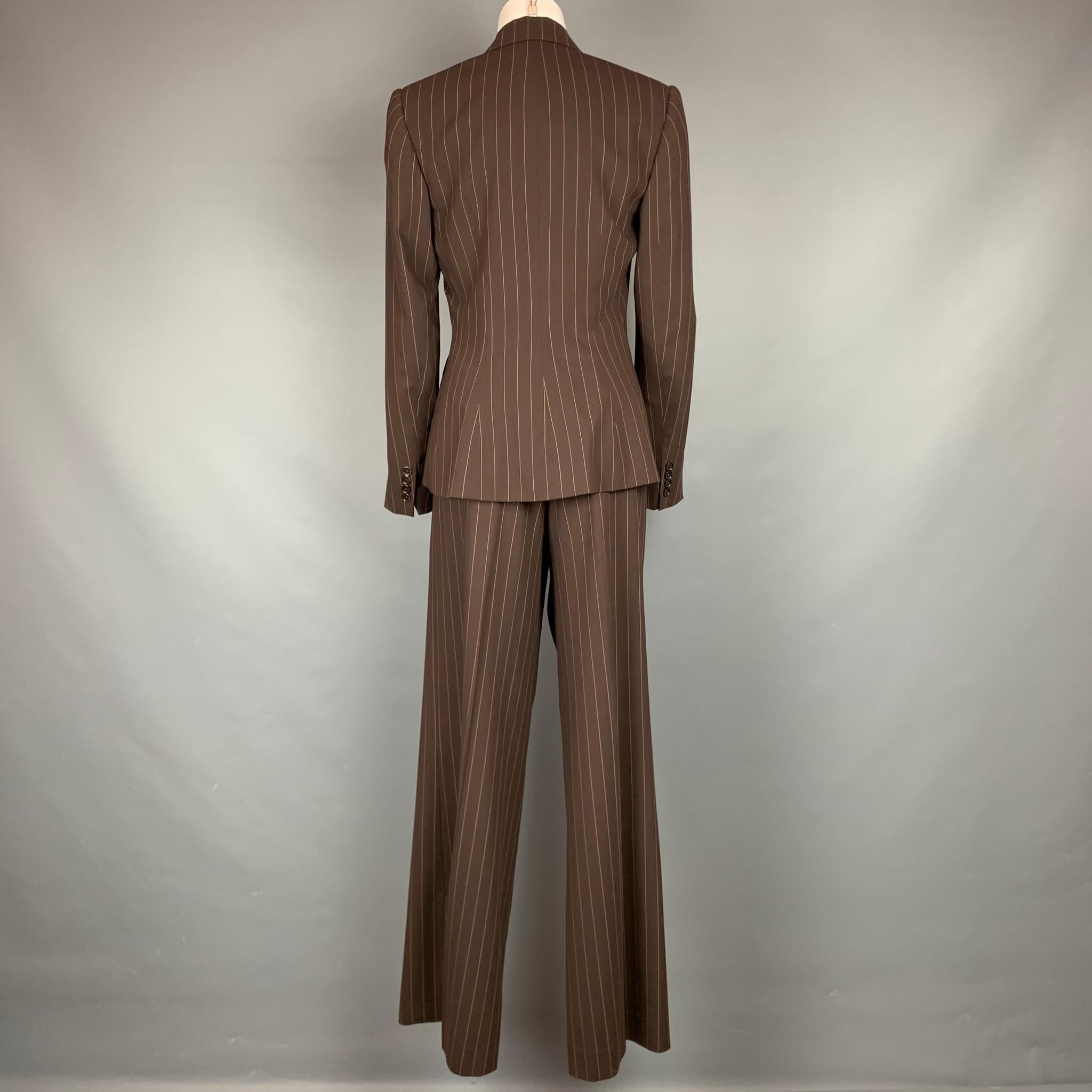 brown pinstripe suit