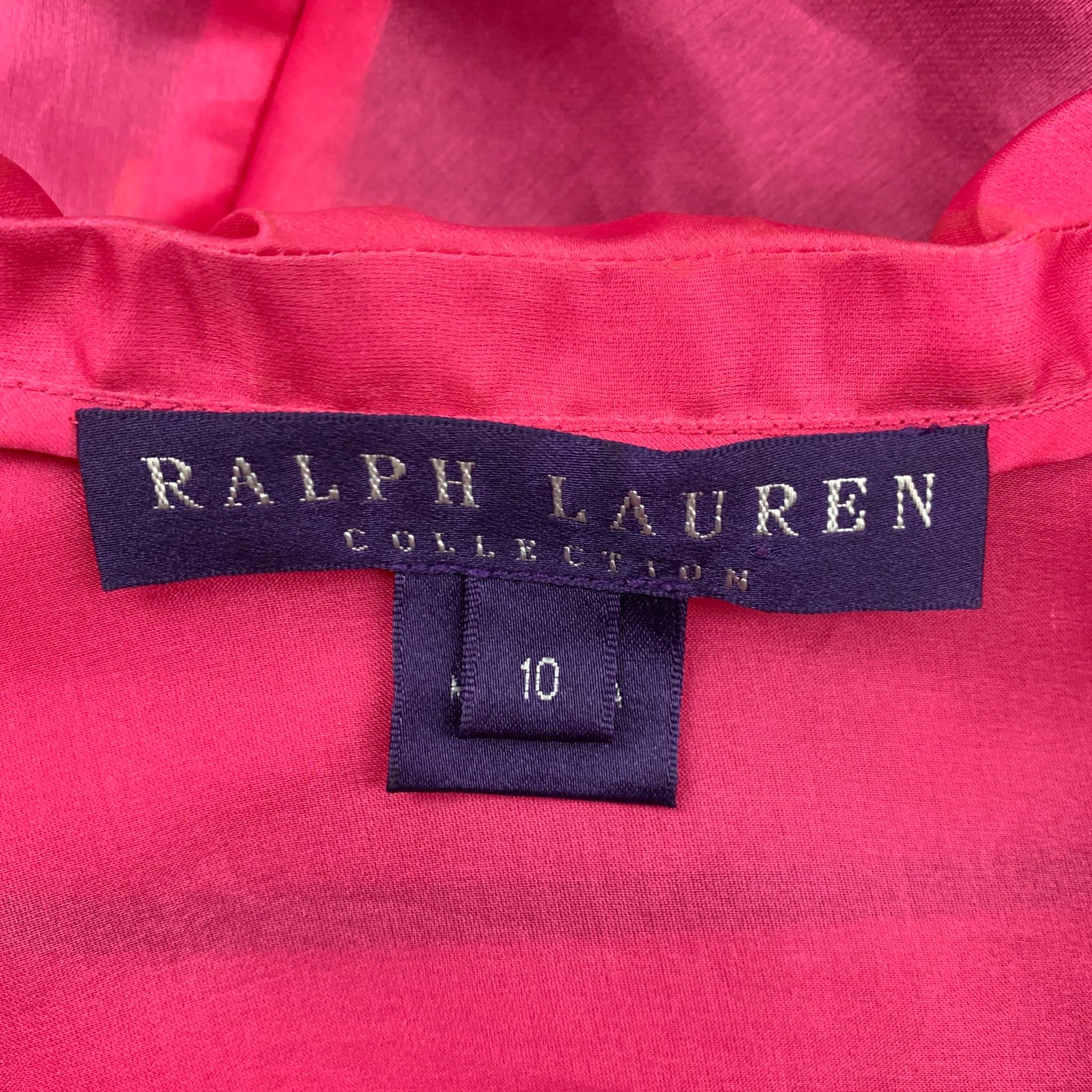 RALPH LAUREN Collection Size 10 Pink Black Silk Dress Top 1