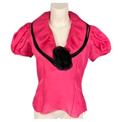 RALPH LAUREN Collection Size 10 Pink Black Silk Dress Top