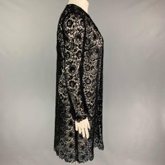 RALPH LAUREN Collection Size 12 Black Cotton Polyester Lace Open Front Coat