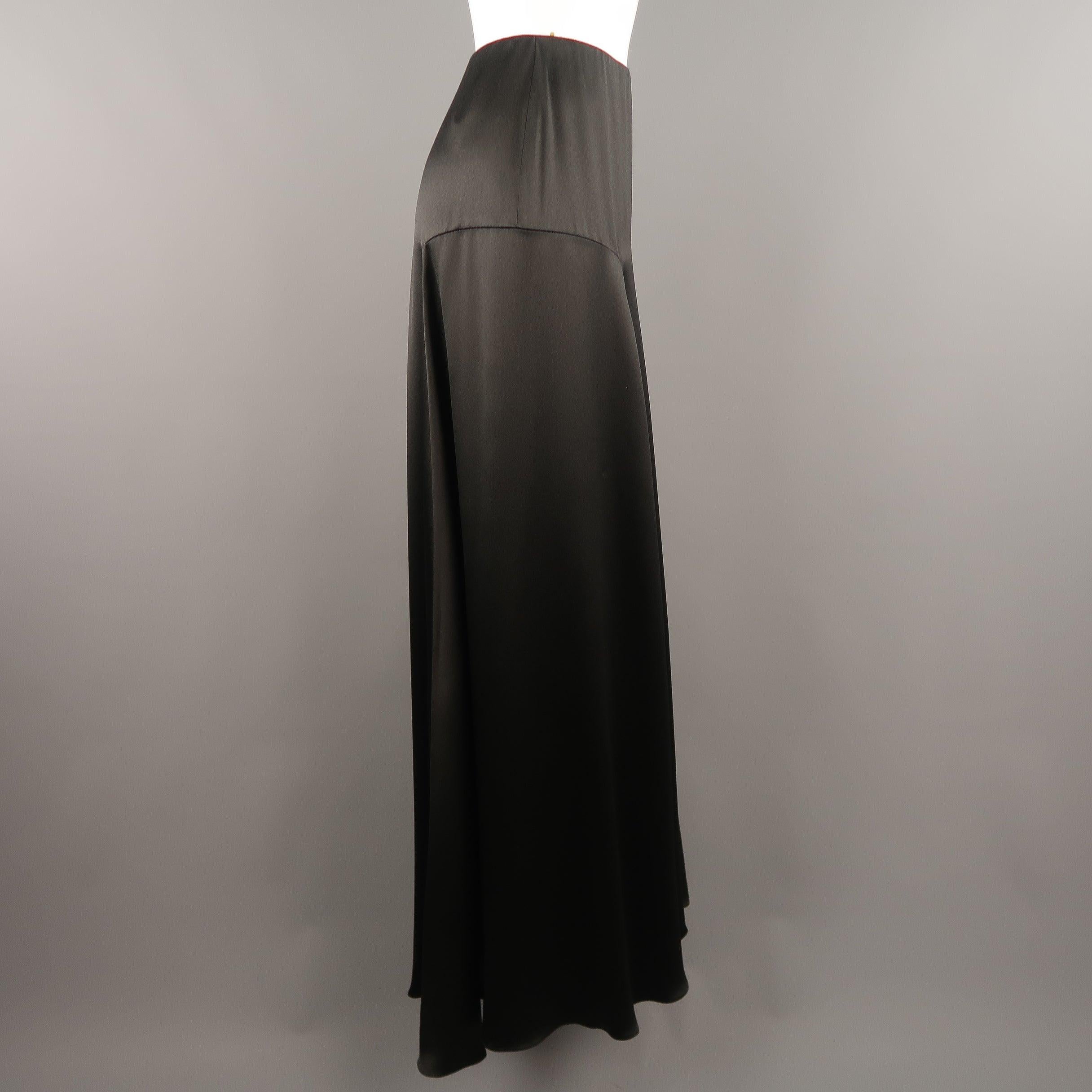 RALPH LAUREN COLLECTION Size 2 Black Silk A Line Maxi Skirt In Good Condition For Sale In San Francisco, CA