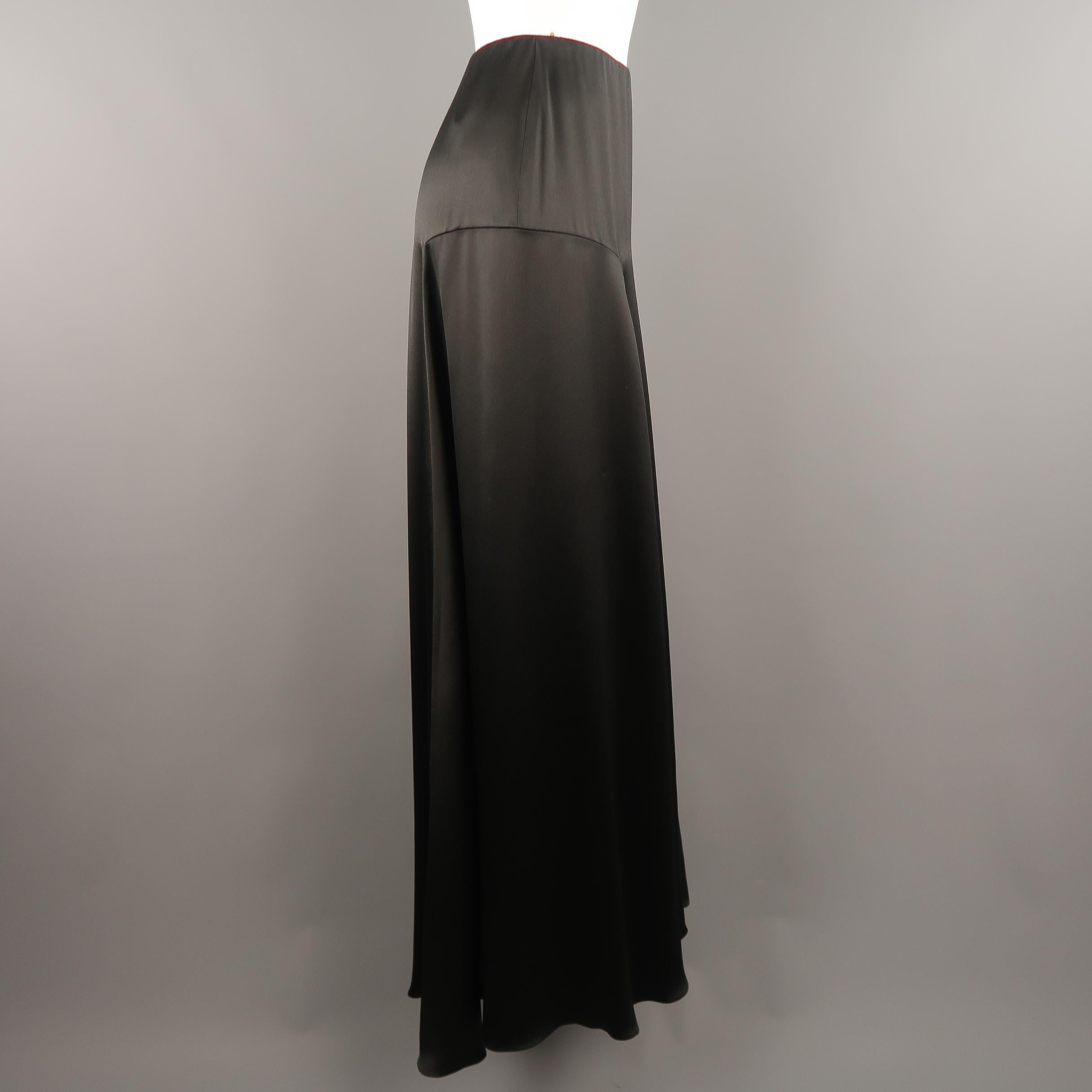 black silk a line skirt