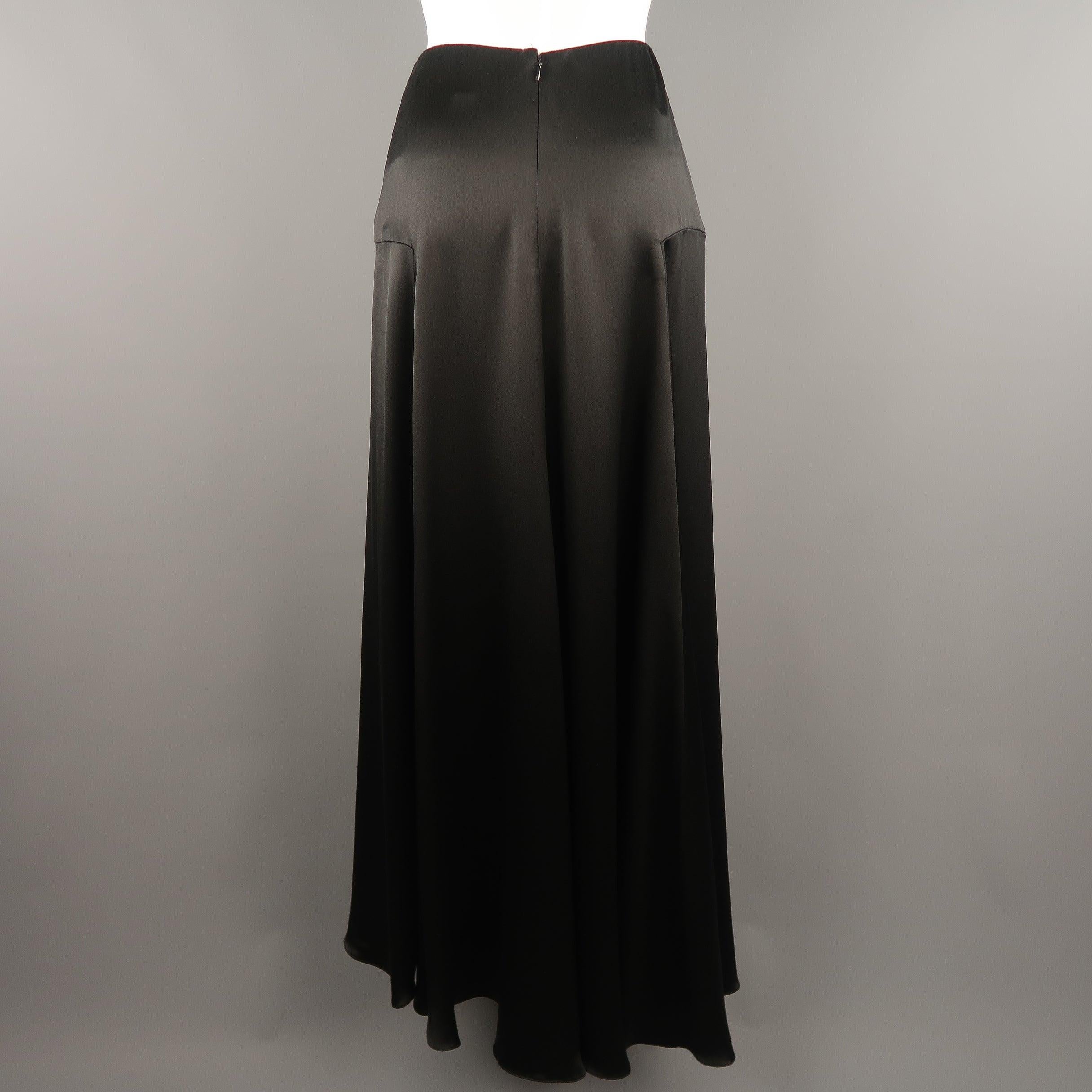 Women's RALPH LAUREN COLLECTION Size 2 Black Silk A Line Maxi Skirt For Sale
