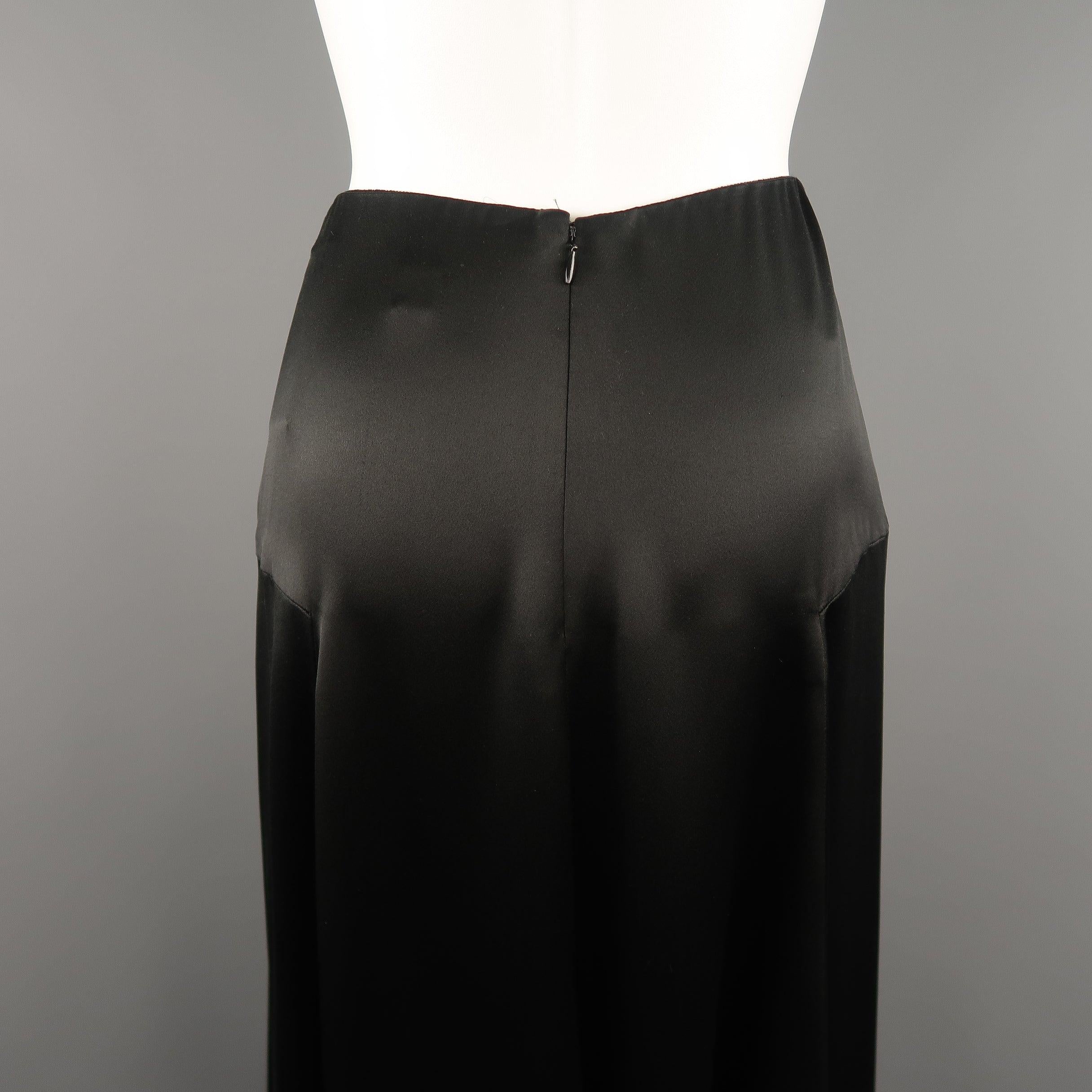 RALPH LAUREN COLLECTION Size 2 Black Silk A Line Maxi Skirt For Sale 1