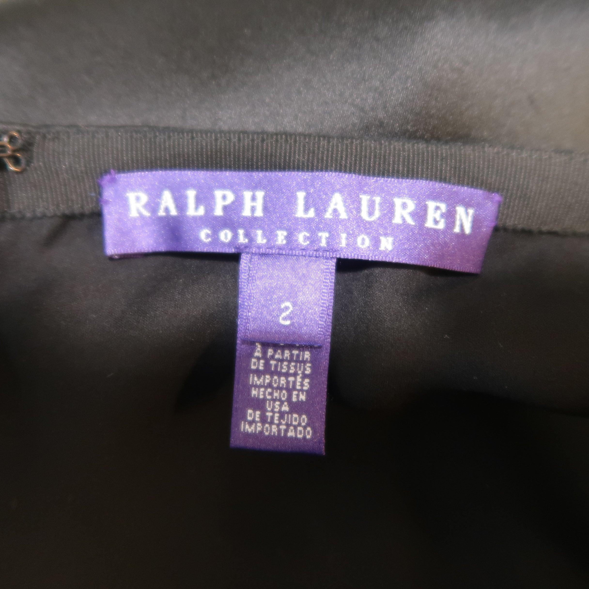 RALPH LAUREN COLLECTION Size 2 Black Silk A Line Maxi Skirt For Sale 2