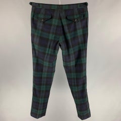 RALPH LAUREN Collection Size 34 Black & Green Navy Blackwatch Plaid Pants