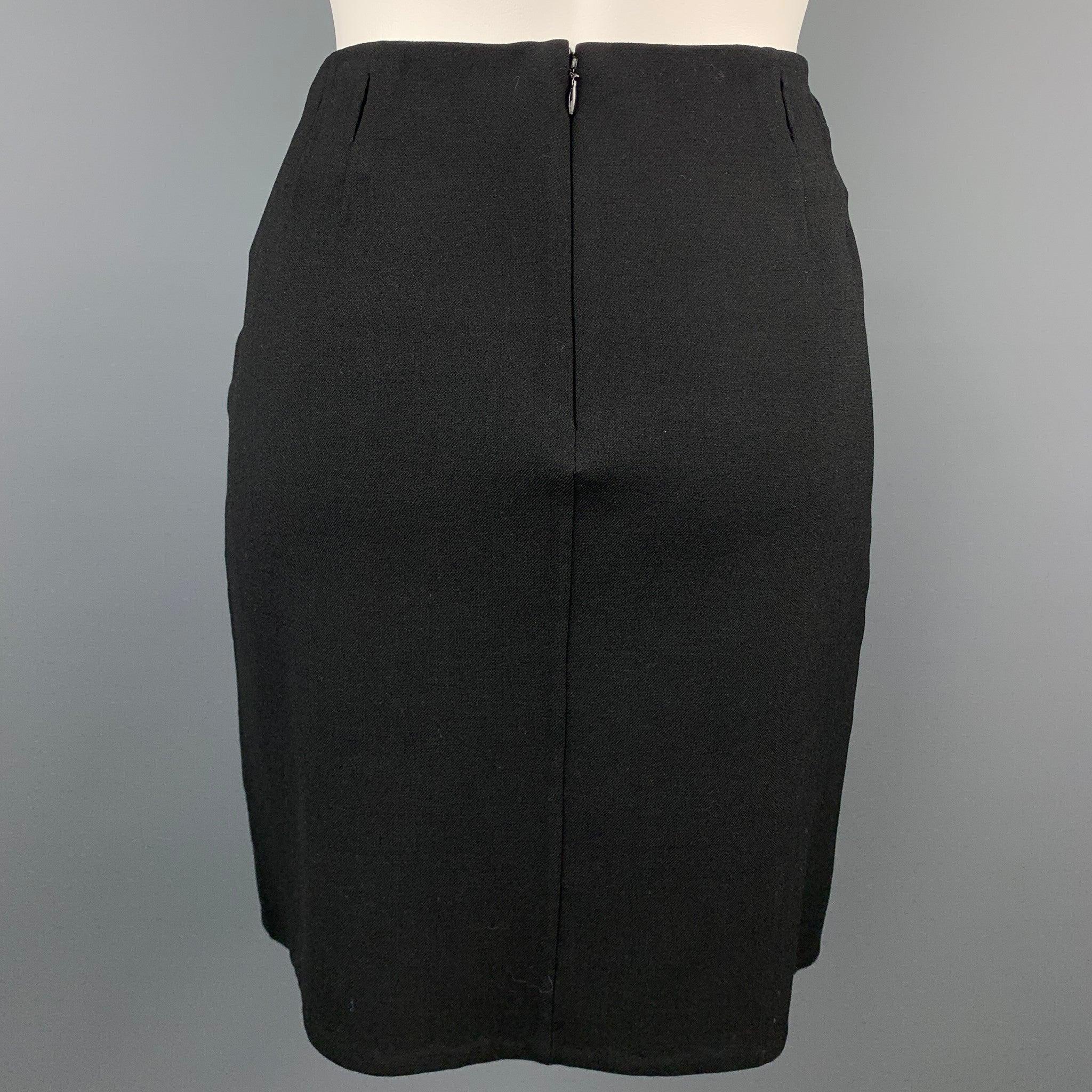 RALPH LAUREN COLLECTION Size 4 Black Twill Wool Blend Pencil Skirt In Good Condition For Sale In San Francisco, CA