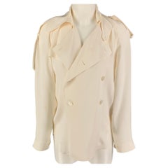 RALPH LAUREN Collection Size 4 Cream Silk Double Breasted Trench Coat