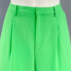 RALPH LAUREN COLLECTION Size 4 Green Lime Wool Blend Pleated Dress Pants